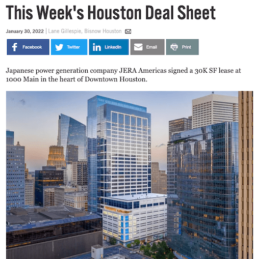 This Week's Houston Deal Sheet