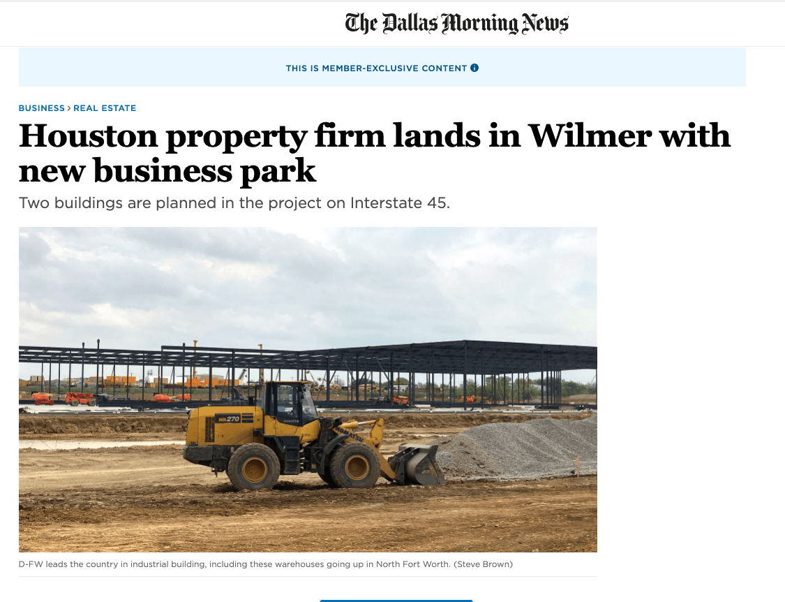 Houston property firm lands in Wilmer with new business park