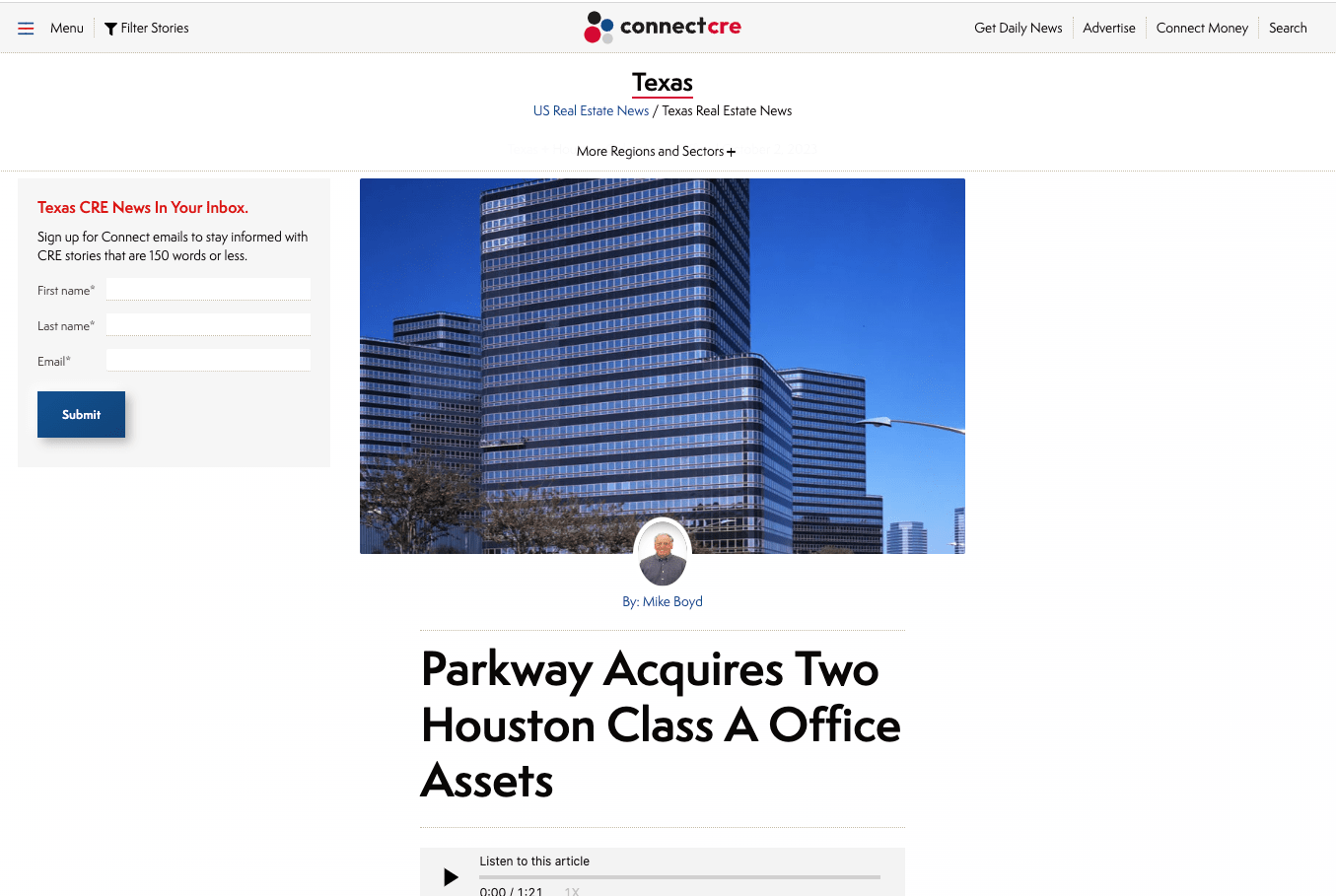 Parkway Acquires Two Houston Class A Office Assets