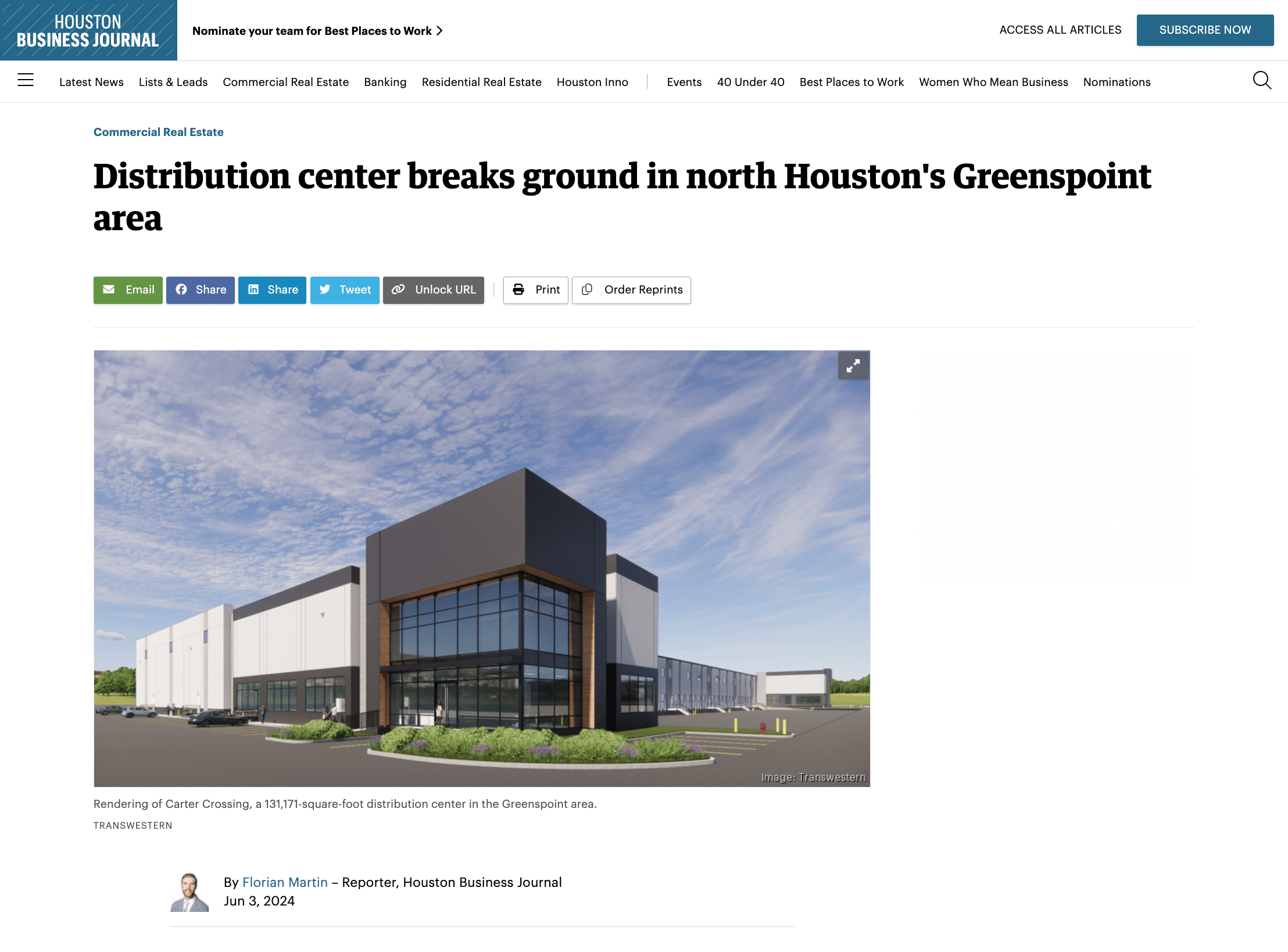 Distribution center breaks ground in north Houston's Greenspoint area
